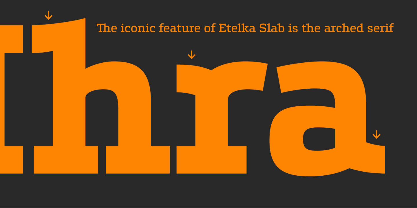 Ejemplo de fuente Etelka Slab Italic