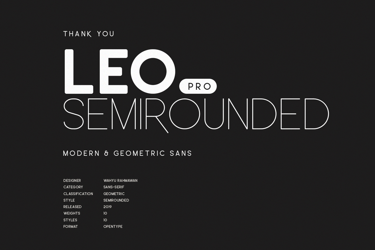Ejemplo de fuente Leo SemiRounded Pro Light