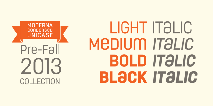 Ejemplo de fuente Moderna Condensed Light Condensed Italic