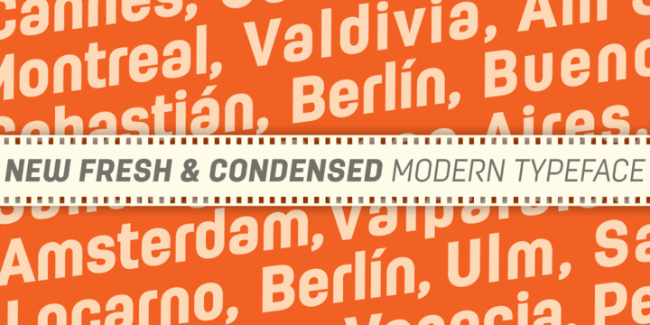 Ejemplo de fuente Moderna Condensed Medium Condensed Italic