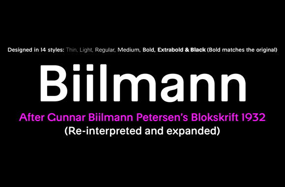 Ejemplo de fuente Biilmann Extra Bold
