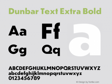 Ejemplo de fuente Dunbar Text Extra Bold