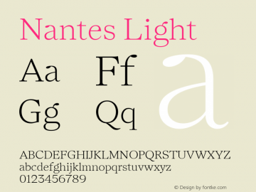 Ejemplo de fuente Nantes Light Italic