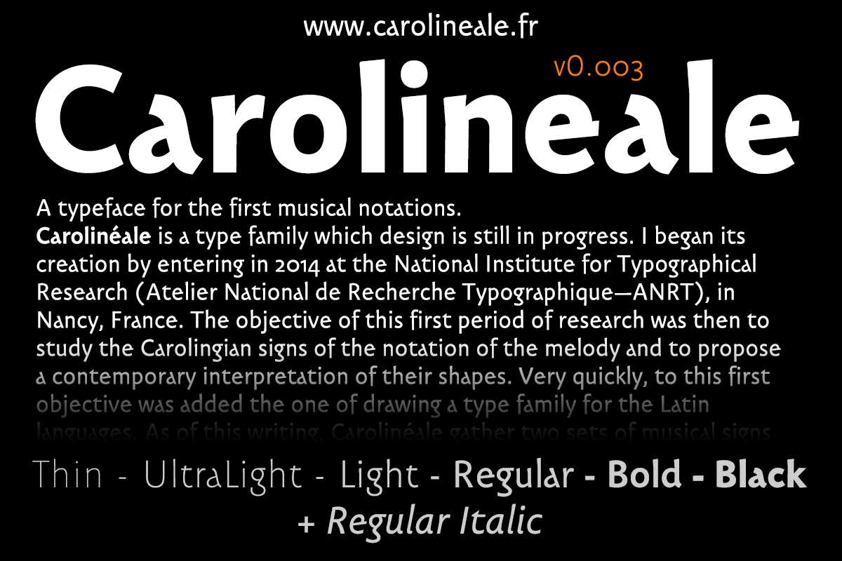 Ejemplo de fuente Carolineale Light