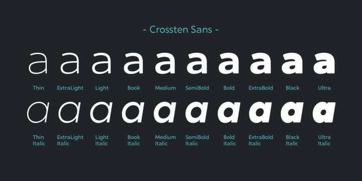 Ejemplo de fuente Crossten Light Italic