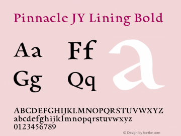 Ejemplo de fuente Pinnacle JY Book Italic