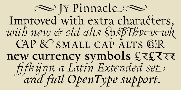 Ejemplo de fuente Pinnacle JY Pro Italic