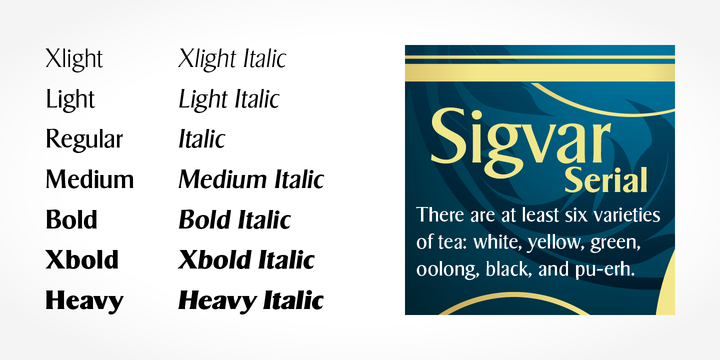 Ejemplo de fuente Sigvar Serial Italic