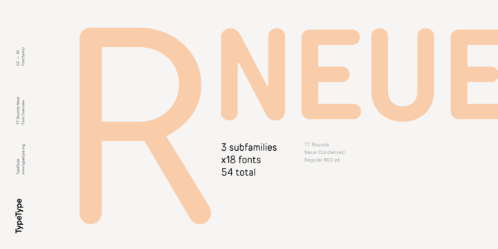 Ejemplo de fuente TT Rounds Neue Compressed MediumiItalic