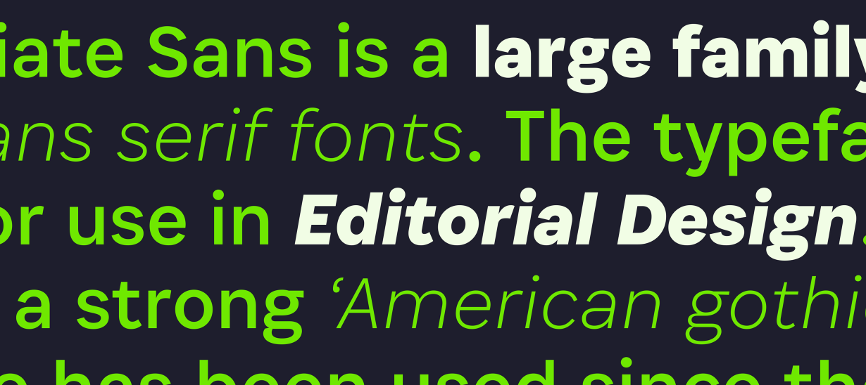 Ejemplo de fuente Associate Sans Bold Italic