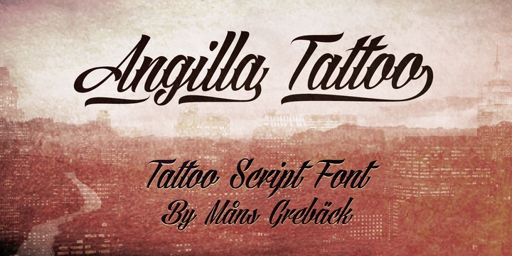 Ejemplo de fuente Angilla Tattoo Regular