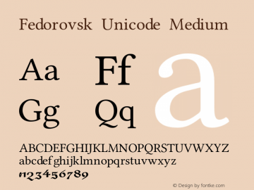 Ejemplo de fuente Fedorovsk Unicode