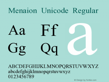 Ejemplo de fuente Menaion Unicode