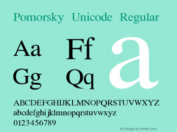 Ejemplo de fuente Pomorsky Unicode Regular