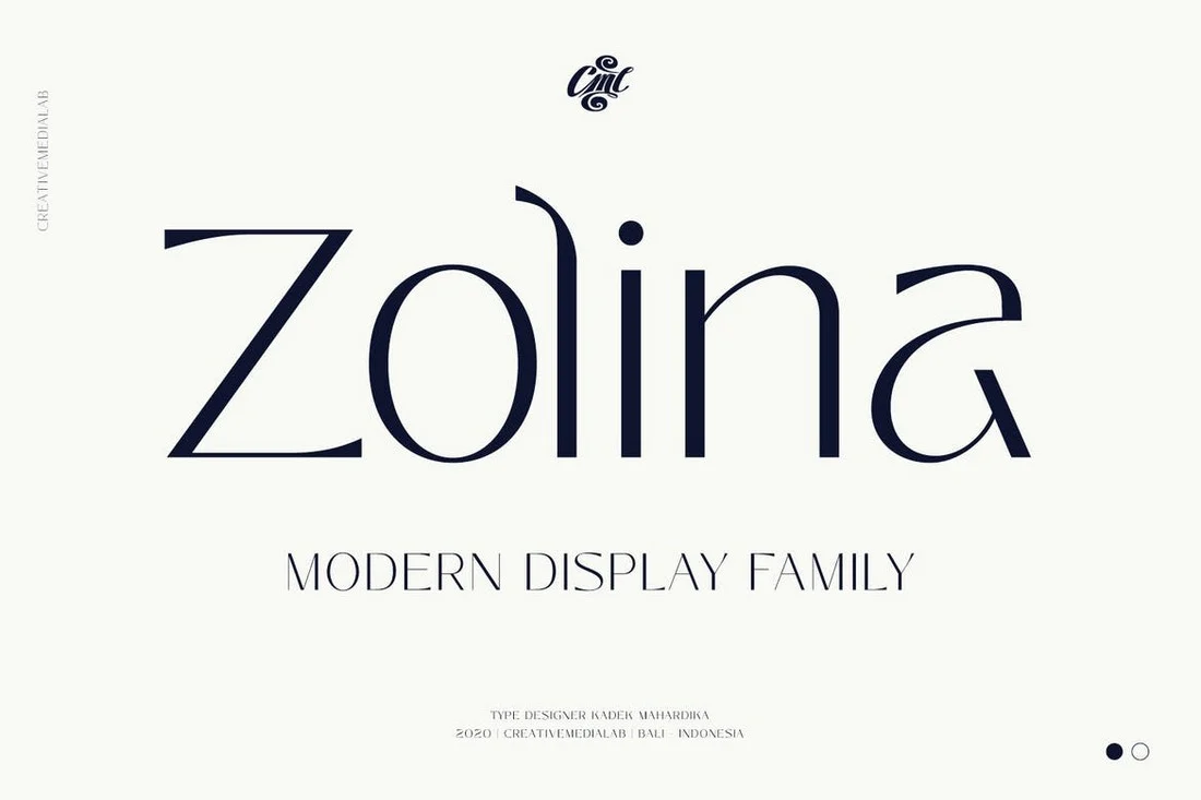 Ejemplo de fuente Zolina Regular
