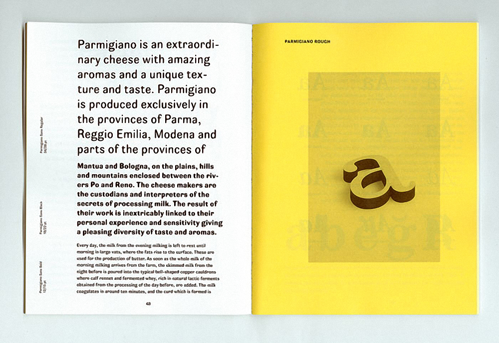 Ejemplo de fuente Parmigiano Text Pro Medium