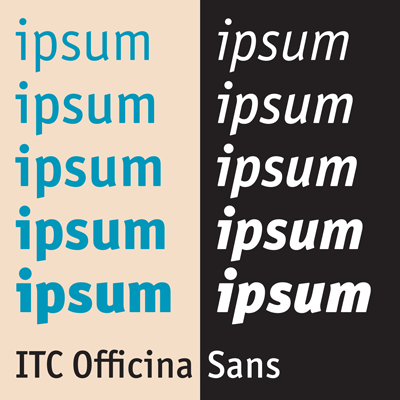 Ejemplo de fuente Officina Sans Bold Italic