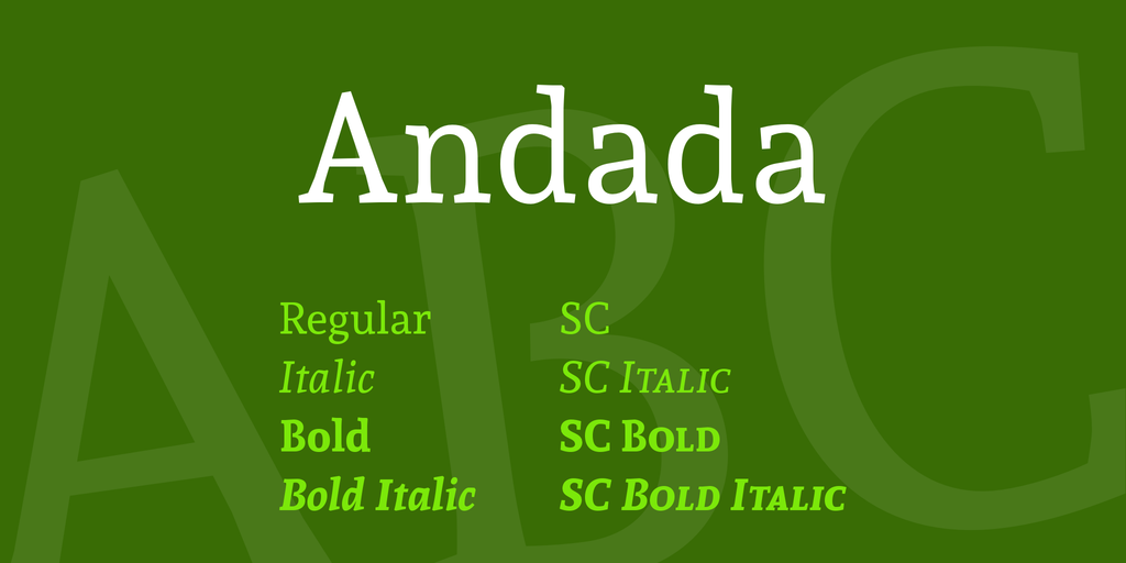 Ejemplo de fuente Andada Pro Italic