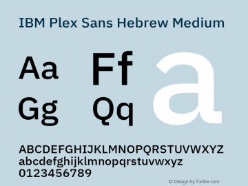 Ejemplo de fuente IBM Plex Sans Hebrew Regular