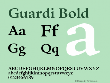 Ejemplo de fuente Guardi Bold Italic