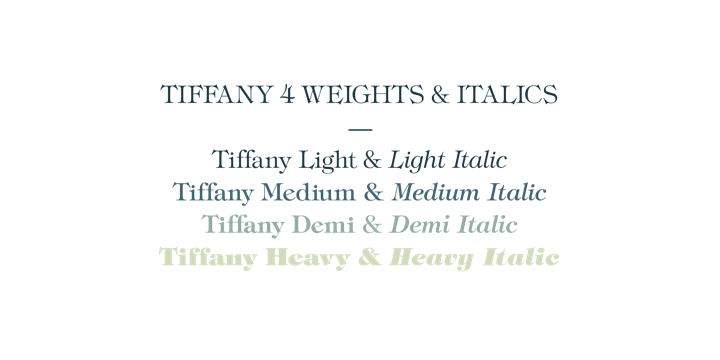 Ejemplo de fuente ITC Tiffany Demi Italic