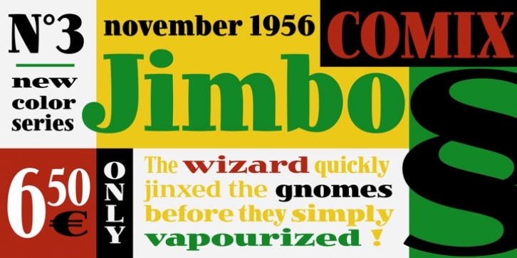 Ejemplo de fuente Jimbo Bold Condensed