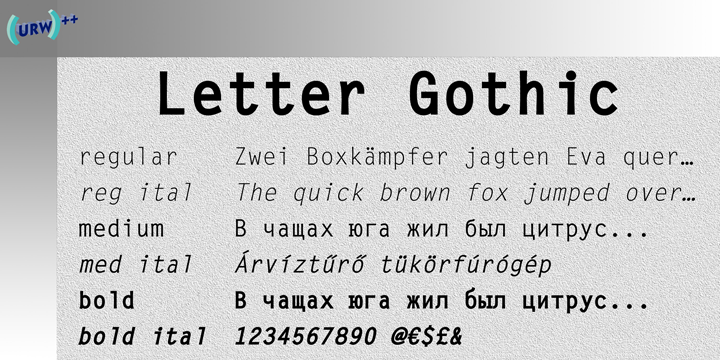 Ejemplo de fuente Letter Gothic