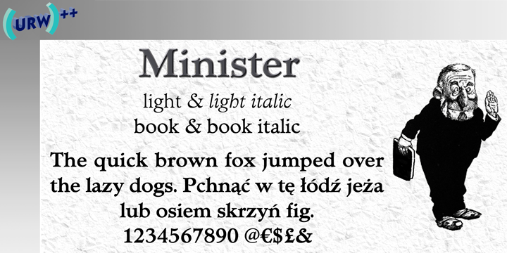 Ejemplo de fuente Minister Book Italic
