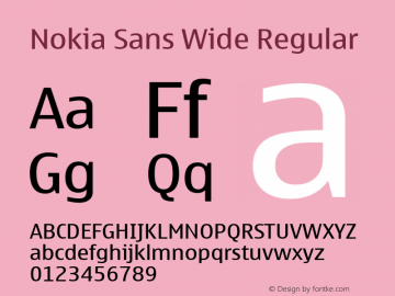 Ejemplo de fuente Nokia Sans Wide Bold Italic