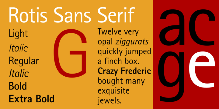 Ejemplo de fuente Rotis Sans Serif Light Italic
