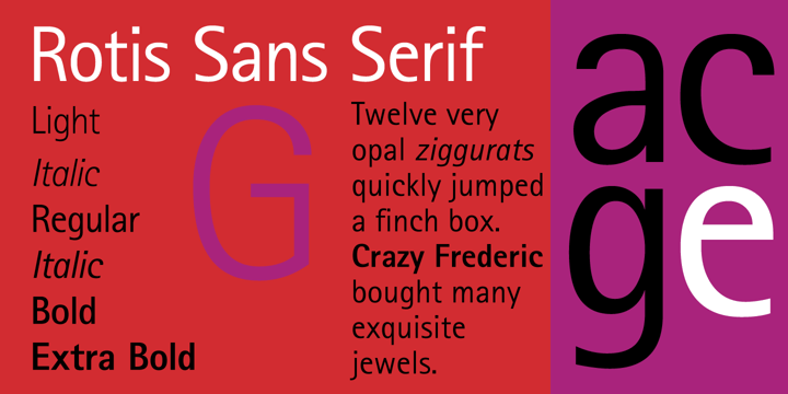 Ejemplo de fuente Rotis Sans Serif Regular