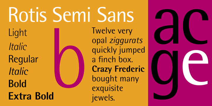 Ejemplo de fuente Rotis SemiSans Italic