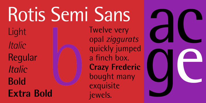 Ejemplo de fuente Rotis SemiSans Italic