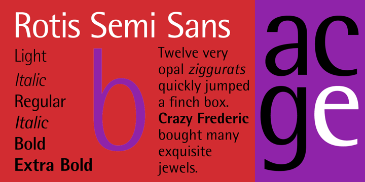 Ejemplo de fuente Rotis SemiSans Light Italic