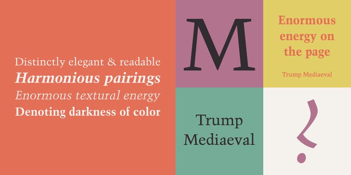 Ejemplo de fuente Trump Mediaeval Bold Italic