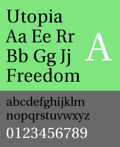 Ejemplo de fuente Utopia Semibold Subhead Italic