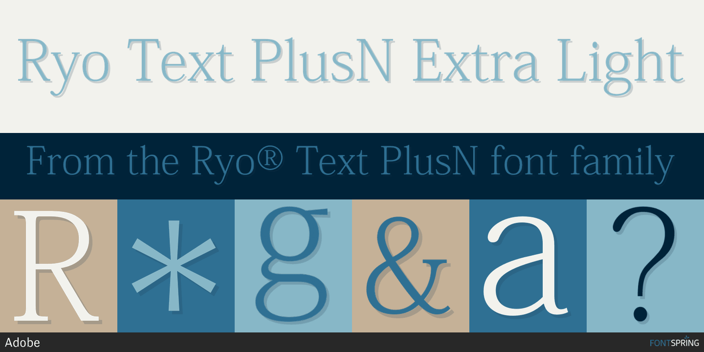 Ejemplo de fuente Ryo Text PlusN Extra Light