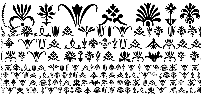 Ejemplo de fuente Calligraphic Ornaments