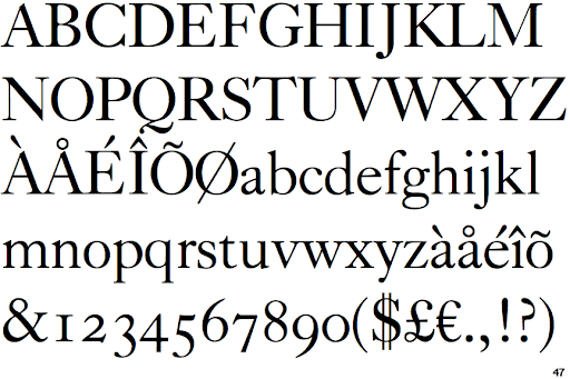 Ejemplo de fuente Caslon Classico Italic