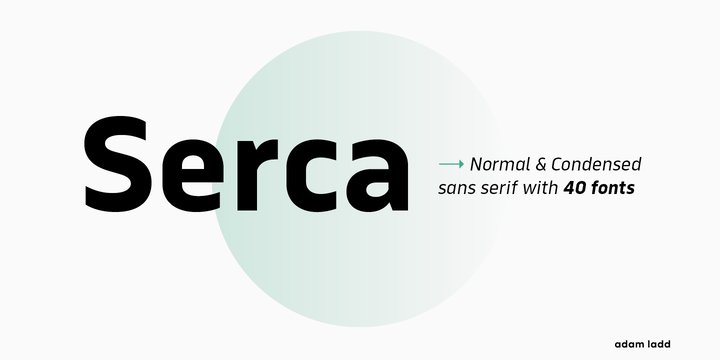 Ejemplo de fuente Serca Condensed Italic