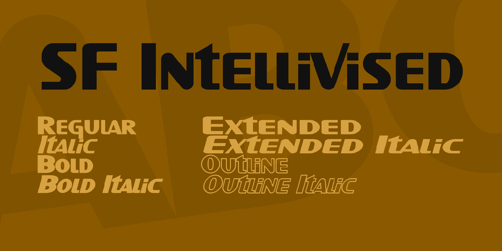 Ejemplo de fuente SF Intellivised Bold Italic