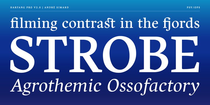 Ejemplo de fuente Harfang Pro Extra Bold Italic