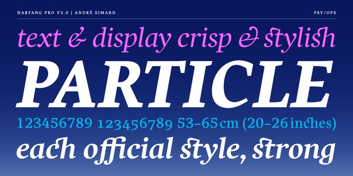 Ejemplo de fuente Harfang Pro Bold Italic