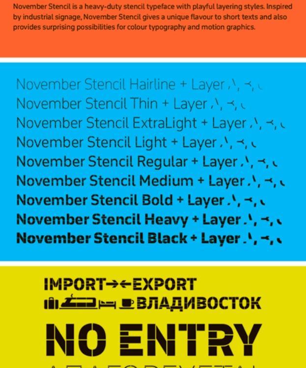 Ejemplo de fuente November Stencil Pro Extra Light