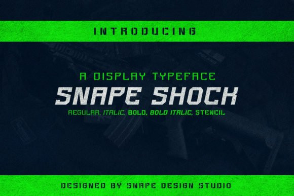 Ejemplo de fuente Snape Shock Stencil