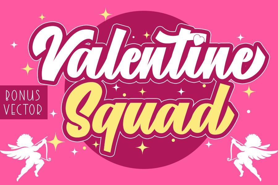 Ejemplo de fuente Valentine Squad Regular