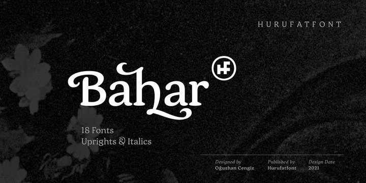 Ejemplo de fuente Bahar Text Bold Italic