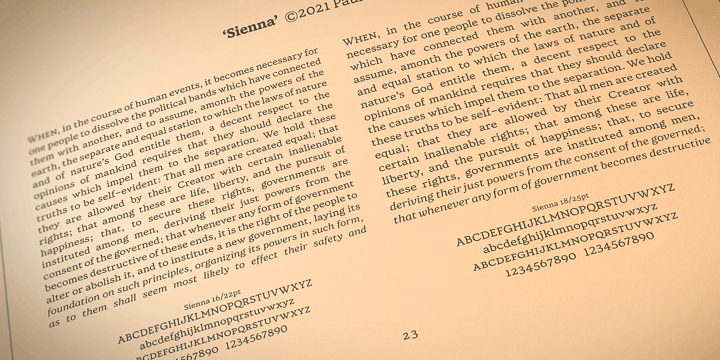 Ejemplo de fuente Sienna Medium Italic