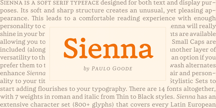 Ejemplo de fuente Sienna Light Italic