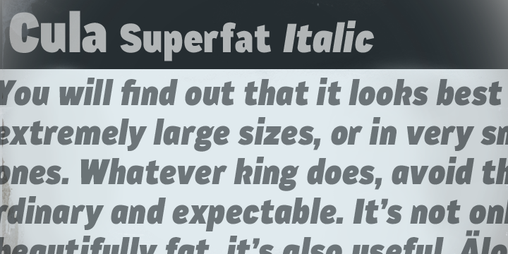 Ejemplo de fuente CA Cula Superfat Italic